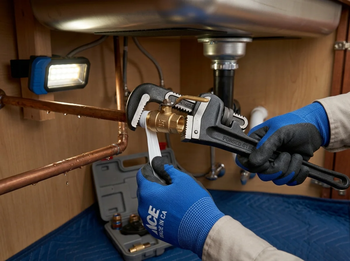 Professional emergency plumbing technician isolating an active water leak in Taylors, SC