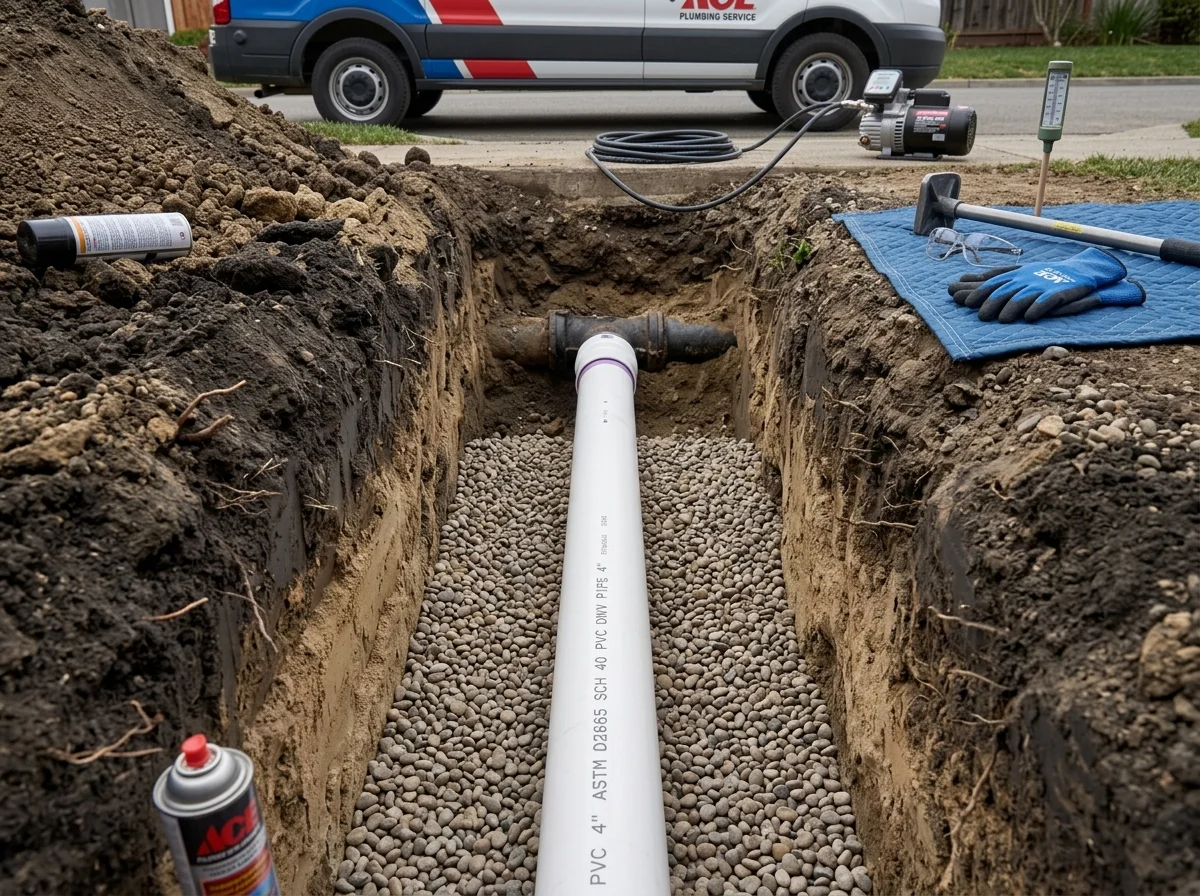Underground Schedule 40 PVC sewer lateral pipe replacement in Taylors, SC